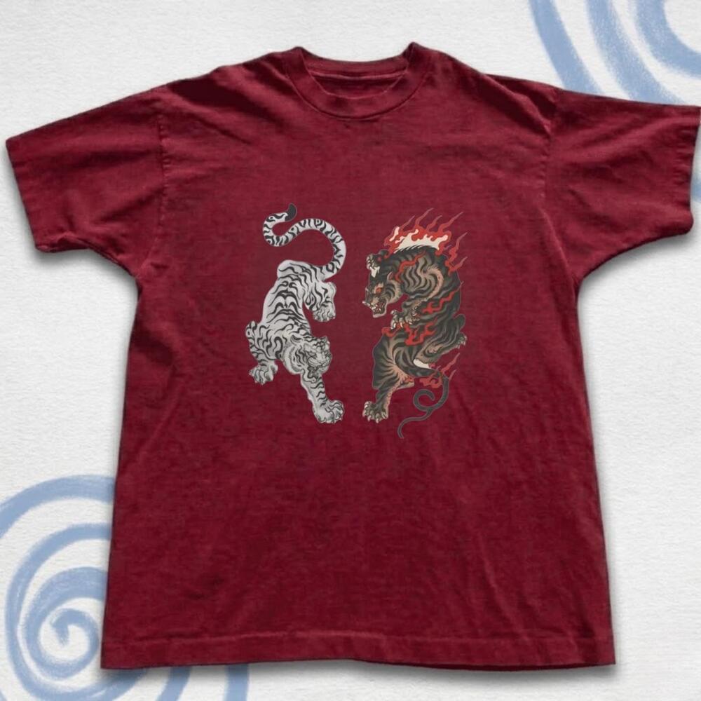 Antique Cherry Red & Black Tiger Graphic Tee